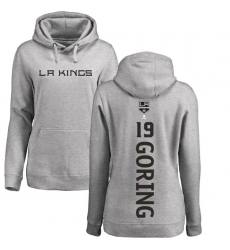 NHL Women's Adidas Los Angeles Kings #19 Butch Goring Ash Backer Pullover Hoodie