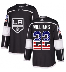 Men's Adidas Los Angeles Kings #22 Tiger Williams Authentic Black USA Flag Fashion NHL Jersey