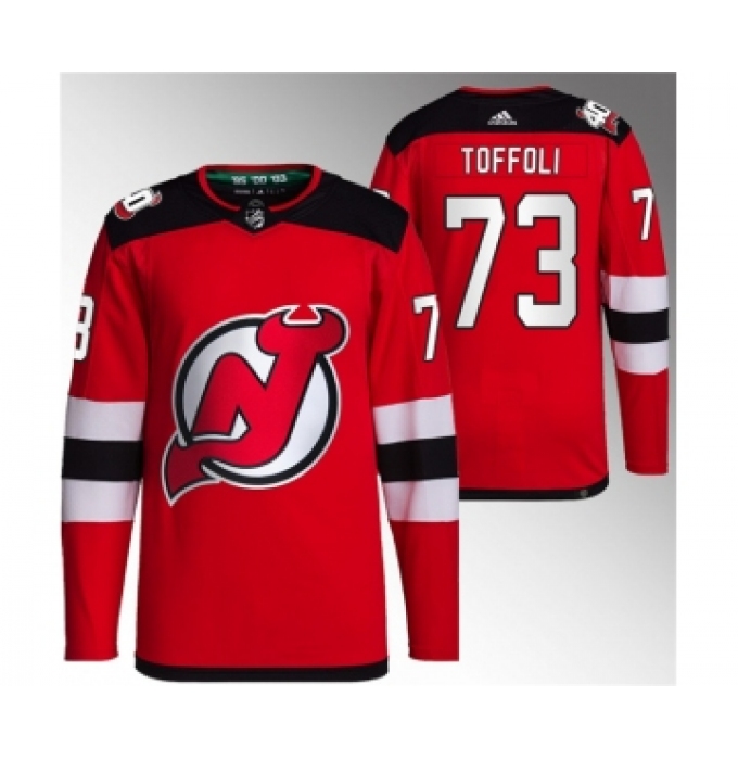 Men's New Jersey Devils #73 Tyler Toffoli Red Stitched Jersey