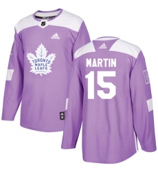 Men's Adidas Toronto Maple Leafs #15 Matt Martin Authentic Purple Fights Cancer Practice NHL Jersey