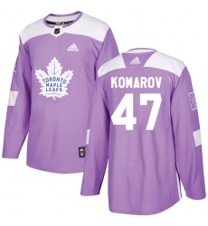 Youth Adidas Toronto Maple Leafs #47 Leo Komarov Authentic Purple Fights Cancer Practice NHL Jersey