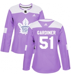 Women's Adidas Toronto Maple Leafs #51 Jake Gardiner Authentic Purple Fights Cancer Practice NHL Jersey