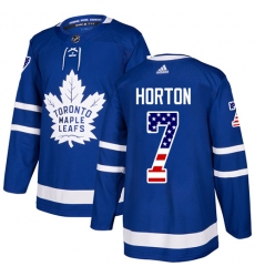 Youth Adidas Toronto Maple Leafs #7 Tim Horton Authentic Royal Blue USA Flag Fashion NHL Jersey