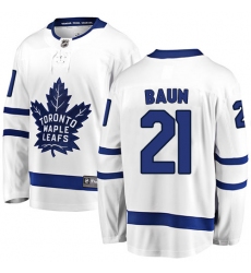 Men's Toronto Maple Leafs #21 Bobby Baun Fanatics Branded White Away Breakaway NHL Jersey