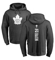 NHL Adidas Toronto Maple Leafs #21 Bobby Baun Charcoal One Color Backer Pullover Hoodie
