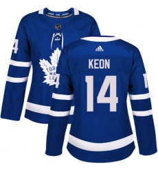 Women's Adidas Toronto Maple Leafs #14 Dave Keon Authentic Royal Blue Home NHL Jersey
