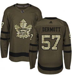 Men's Adidas Toronto Maple Leafs #57 Travis Dermott Authentic Green Salute to Service NHL Jersey