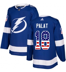 Men's Adidas Tampa Bay Lightning #18 Ondrej Palat Authentic Blue USA Flag Fashion NHL Jersey