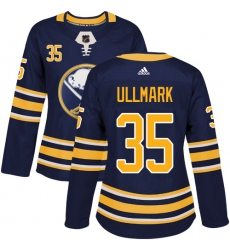 Women's Adidas Buffalo Sabres #35 Linus Ullmark Authentic Navy Blue Home NHL Jersey