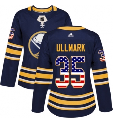 Women's Adidas Buffalo Sabres #35 Linus Ullmark Authentic Navy Blue USA Flag Fashion NHL Jersey