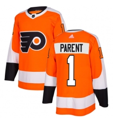 Men's Adidas Philadelphia Flyers #1 Bernie Parent Premier Orange Home NHL Jersey