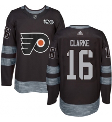 Men's Adidas Philadelphia Flyers #16 Bobby Clarke Premier Black 1917-2017 100th Anniversary NHL Jersey