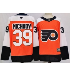 Men's Philadelphia Flyers #39 Matvei Michkov Orange 2024 Stitched Jersey