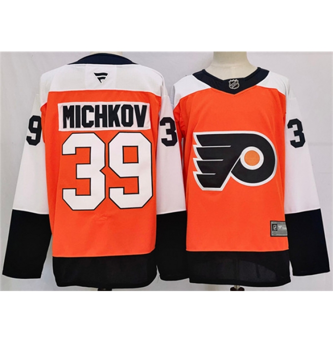 Men's Philadelphia Flyers #39 Matvei Michkov Orange 2024 Stitched Jersey