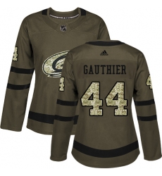 Women's Adidas Carolina Hurricanes #44 Julien Gauthier Authentic Green Salute to Service NHL Jersey