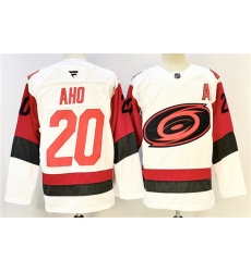 Men's Carolina Hurricanes #20 Sebastian Aho White 2024-25 With A Home Stitched Hockey Jersey
