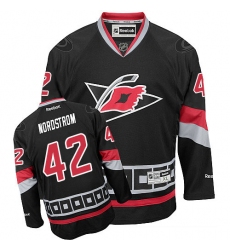 Women's Reebok Carolina Hurricanes #42 Joakim Nordstrom Authentic Black Third NHL Jersey