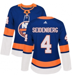 Women's Adidas New York Islanders #4 Dennis Seidenberg Premier Royal Blue Home NHL Jersey