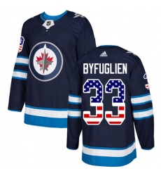 Men's Adidas Winnipeg Jets #33 Dustin Byfuglien Authentic Navy Blue USA Flag Fashion NHL Jersey