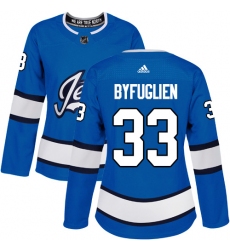 Women's Adidas Winnipeg Jets #33 Dustin Byfuglien Authentic Blue Alternate NHL Jersey