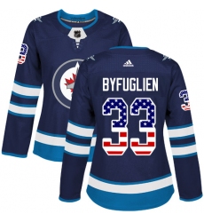 Women's Adidas Winnipeg Jets #33 Dustin Byfuglien Authentic Navy Blue USA Flag Fashion NHL Jersey