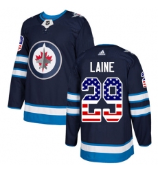 Men's Adidas Winnipeg Jets #29 Patrik Laine Authentic Navy Blue USA Flag Fashion NHL Jersey