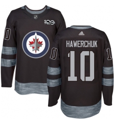Men's Adidas Winnipeg Jets #10 Dale Hawerchuk Authentic Black 1917-2017 100th Anniversary NHL Jersey
