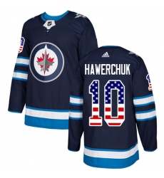 Men's Adidas Winnipeg Jets #10 Dale Hawerchuk Authentic Navy Blue USA Flag Fashion NHL Jersey