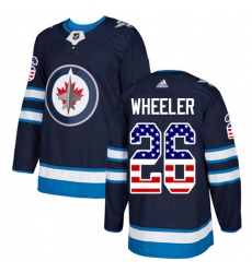 Men's Adidas Winnipeg Jets #26 Blake Wheeler Authentic Navy Blue USA Flag Fashion NHL Jersey