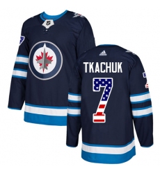 Men's Adidas Winnipeg Jets #7 Keith Tkachuk Authentic Navy Blue USA Flag Fashion NHL Jersey