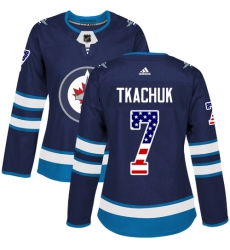 Women's Adidas Winnipeg Jets #7 Keith Tkachuk Authentic Navy Blue USA Flag Fashion NHL Jersey