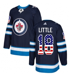 Men's Adidas Winnipeg Jets #18 Bryan Little Authentic Navy Blue USA Flag Fashion NHL Jersey