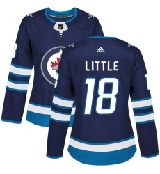 Women's Adidas Winnipeg Jets #18 Bryan Little Authentic Navy Blue Home NHL Jersey