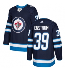 Men's Adidas Winnipeg Jets #39 Tobias Enstrom Authentic Navy Blue Home NHL Jersey