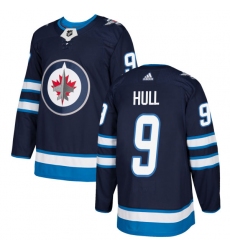 Men's Adidas Winnipeg Jets #9 Bobby Hull Premier Navy Blue Home NHL Jersey