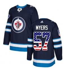 Men's Adidas Winnipeg Jets #57 Tyler Myers Authentic Navy Blue USA Flag Fashion NHL Jersey