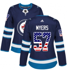 Women's Adidas Winnipeg Jets #57 Tyler Myers Authentic Navy Blue USA Flag Fashion NHL Jersey