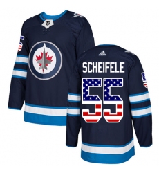 Men's Adidas Winnipeg Jets #55 Mark Scheifele Authentic Navy Blue USA Flag Fashion NHL Jersey