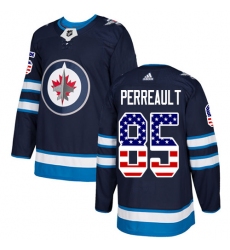 Men's Adidas Winnipeg Jets #85 Mathieu Perreault Authentic Navy Blue USA Flag Fashion NHL Jersey