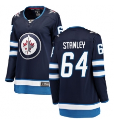 Women's Winnipeg Jets #64 Logan Stanley Fanatics Branded Navy Blue Home Breakaway NHL Jersey