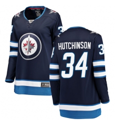 Women's Winnipeg Jets #34 Michael Hutchinson Fanatics Branded Navy Blue Home Breakaway NHL Jersey