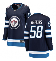 Women's Winnipeg Jets #58 Jansen Harkins Fanatics Branded Navy Blue Home Breakaway NHL Jersey