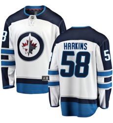 Youth Winnipeg Jets #58 Jansen Harkins Fanatics Branded White Away Breakaway NHL Jersey