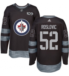 Men's Adidas Winnipeg Jets #52 Jack Roslovic Authentic Black 1917-2017 100th Anniversary NHL Jersey