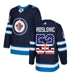 Men's Adidas Winnipeg Jets #52 Jack Roslovic Authentic Navy Blue USA Flag Fashion NHL Jersey