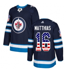 Men's Adidas Winnipeg Jets #16 Shawn Matthias Authentic Navy Blue USA Flag Fashion NHL Jersey