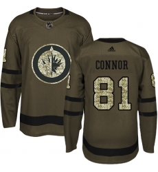 Men's Adidas Winnipeg Jets #81 Kyle Connor Authentic Green Salute to Service NHL Jersey