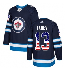 Men's Adidas Winnipeg Jets #13 Brandon Tanev Authentic Navy Blue USA Flag Fashion NHL Jersey