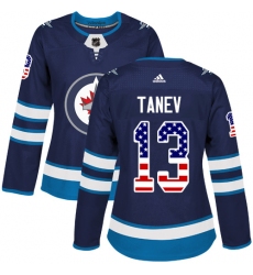 Women's Adidas Winnipeg Jets #13 Brandon Tanev Authentic Navy Blue USA Flag Fashion NHL Jersey