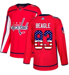 Men's Adidas Washington Capitals #83 Jay Beagle Authentic Red USA Flag Fashion NHL Jersey